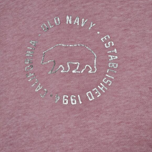 Old Navy Oversize Cropped Hoodie Girls 6-7 Sparkle Strawberry Vintage Raw Hem - Picture 2 of 7